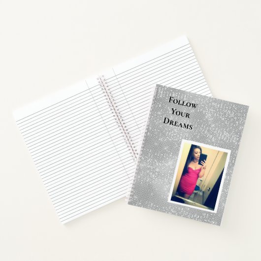 Silver Sparky Ihr Foto Personalisierter Zitat Notizblock (Innenseite)