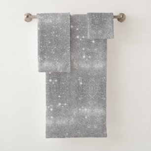 Silver Speckled Effect Badhandtuch Set