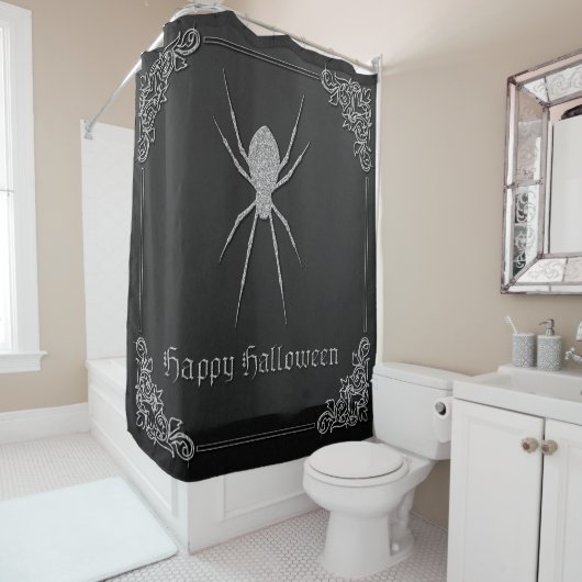 Silver Spider Halloween Duschvorhang (Beispiel)