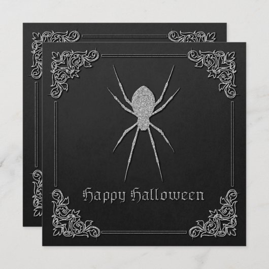 Silver Spider Halloween Einladung (Vorne/Hinten)