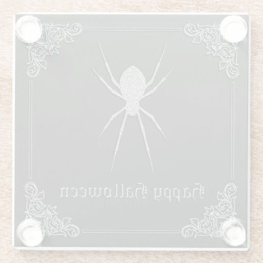 Silver Spider Halloween Glasuntersetzer (Rückseite)