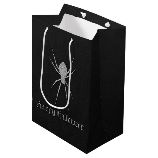 Silver Spider Halloween Mittlere Geschenktüte (Vorderseite Schrägansicht)