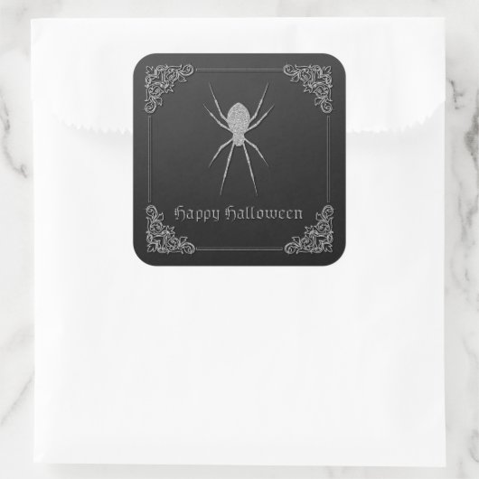 Silver Spider Halloween Quadratischer Aufkleber (Tasche)