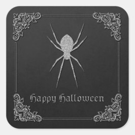 Silver Spider Halloween Quadratischer Aufkleber