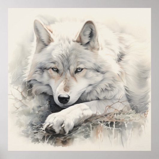 Silver Spirit Animal Wolf Poster (Vorne)