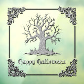 Silver Spooky Tree Halloween Fensteraufkleber (Blatt 3)
