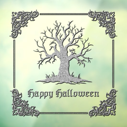 Silver Spooky Tree Halloween Fensteraufkleber (Blatt 3)