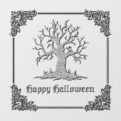 Silver Spooky Tree Halloween Fensteraufkleber (Blatt)