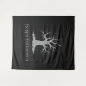 Silver Spooky Tree Halloween Foto Hintergrund Wandteppich (Vorderseite (Horizontal))