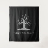 Silver Spooky Tree Halloween Foto Hintergrund Wandteppich (Vorderseite)