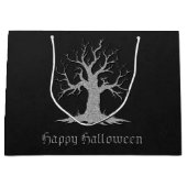 Silver Spooky Tree Halloween Große Geschenktüte (Vorderseite)