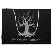 Silver Spooky Tree Halloween Große Geschenktüte (Rückseite)