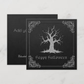 Silver Spooky Tree Halloween Grußkarte (Vorne/Hinten)