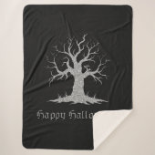Silver Spooky Tree Halloween Sherpadecke (Vorderseite)
