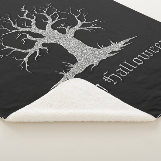 Silver Spooky Tree Halloween Sherpadecke (3/4)