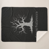 Silver Spooky Tree Halloween Sherpadecke (Vorderseite (Horizontal))