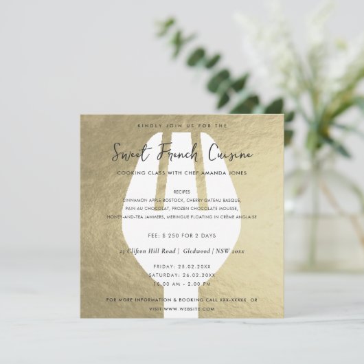 SILVER SPOON FORK COOKING CLASS EINLADEN VORLAGE (Stehend Vorderseite)