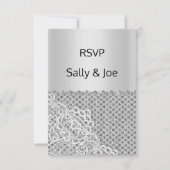 Silver Spot Lace Diamond Wedding Response Einladung (Vorderseite)