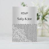 Silver Spot Lace Diamond Wedding Response Einladung (Stehend Vorderseite)