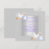 SILVER SPOT STORK BABY SHOWER EINLADUNG (Vorne/Hinten)
