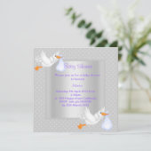 SILVER SPOT STORK BABY SHOWER EINLADUNG (Stehend Vorderseite)