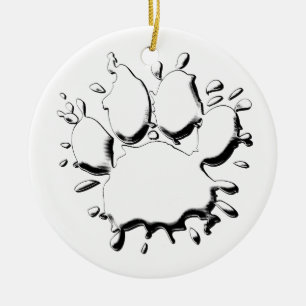 Silver Spritzer Dog Paw Zeichnend Keramik Ornament