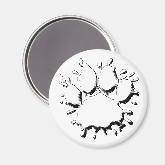 Silver Spritzer Dog Paw Zeichnend Magnet (Vorderseite/Rückseite)