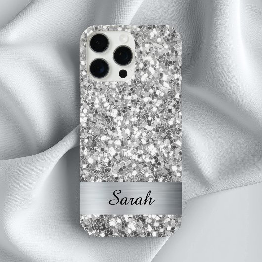 Silver Square Glitzer Shimmer Strip Foil Case-Mate iPhone Hülle