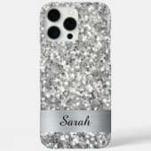 Silver Square Glitzer Shimmer Strip Foil Case-Mate iPhone Hülle (Rückseite)