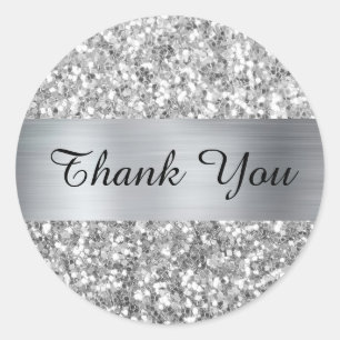 Silver Square Glitzer Shimmer Strip Foil Runder Aufkleber