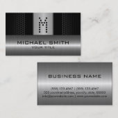 Silver Stainless Modern Black Hole Steel Look Visitenkarte (Vorne/Hinten)