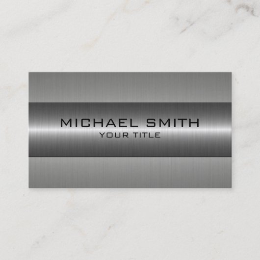 Silver Stainless Steel Look Visitenkarte (Vorderseite)