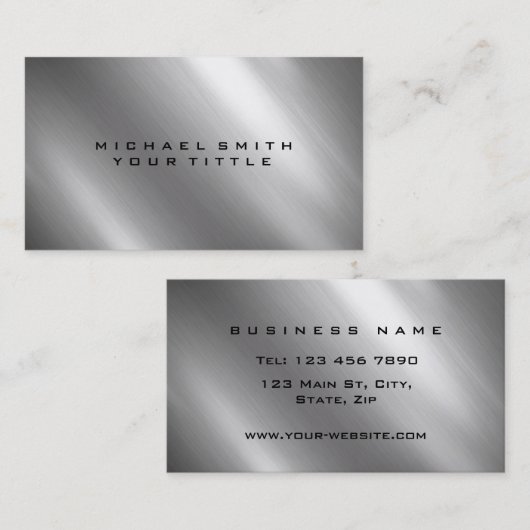 Silver Stainless Steel Metal Elegante Moderne Visitenkarte (Vorne/Hinten)