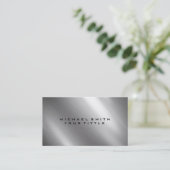 Silver Stainless Steel Metal Elegante Moderne Visitenkarte (Stehend Vorderseite)