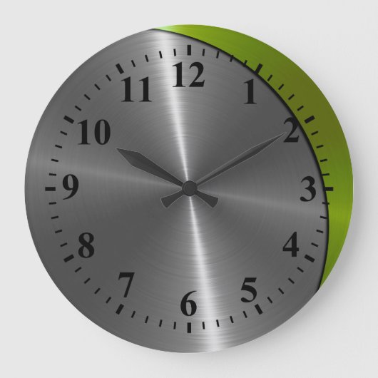 Silver Stainless Steel Metal Look Deko 2 Große Wanduhr (Vorderseite)