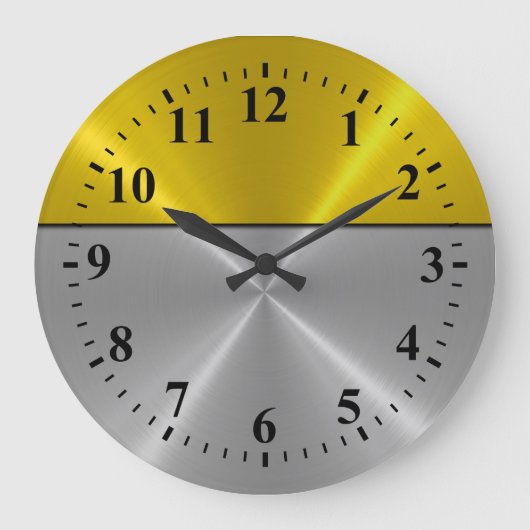 Silver Stainless Steel Metal Look Deko 6 Große Wanduhr (Vorderseite)