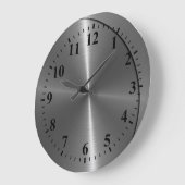 Silver Stainless Steel Metal Look Große Wanduhr (Winkel)