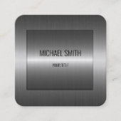 Silver Stainless Steel Metal Look Quadratische Visitenkarte (Vorderseite)