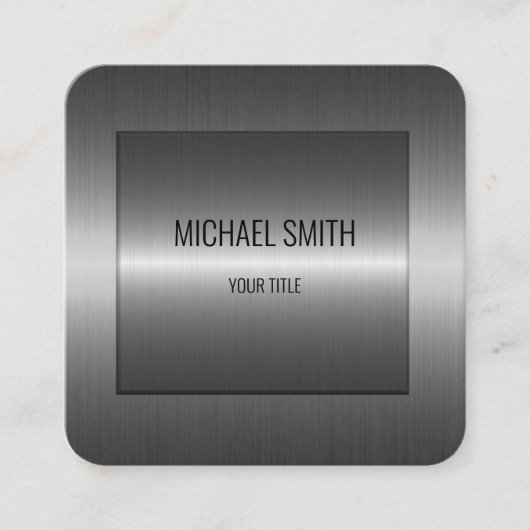 Silver Stainless Steel Metal Look Quadratische Visitenkarte (Vorderseite)