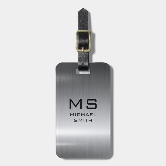 Silver Stainless Steel Metal Luggage Tag Gepäckanhänger (Vorderseite vertikal)