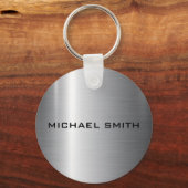 Silver Stainless Steel Metal Schlüsselanhänger (Vorderseite)