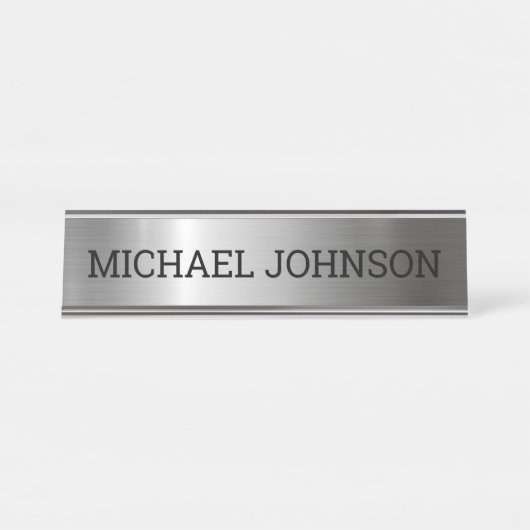 Silver Stainless Steel Metal Schreibtischnamensplakette