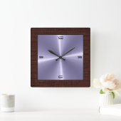 Silver Stainless Steel Modern Burlap Border Quadratische Wanduhr (Zuhause)