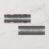 Silver Stainless Steel Modern Wood Look Mini Visitenkarte (Vorne/Hinten)