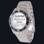Silver Stainless Steel Watch Custom Geschenke für  Armbanduhr<br><div class="desc">Kundenspezifische Geschenke für seine personalisierte silberfarbene Stahluhr. Laden Sie Logo,  Foto,  Bild,  Design und fügen Sie Ihren eigenen Text zu Ihrem eigenen personalisierten Geburtstag,  Weihnachten,  Vatertag,  Valentinstag Feier,  Bürogeschenke für ihn (Mann,  Männer,  Mann,  Freund,  Vater,  Vater,  Vater,  junger Mann,  Sohn).</div>