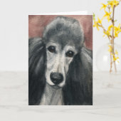 "Silver Standard Poodle" Dog Art Blank Notecards Karte (Gelbe Blume)