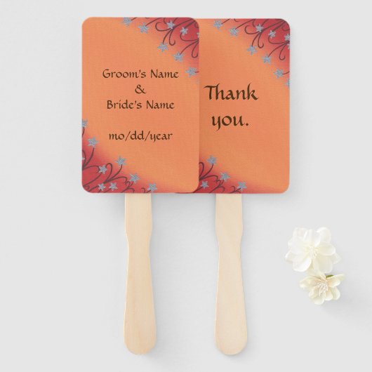 Silver Star Blume Brown Stems Orange Blendet Fans Fächer (Vorne und Hinten)