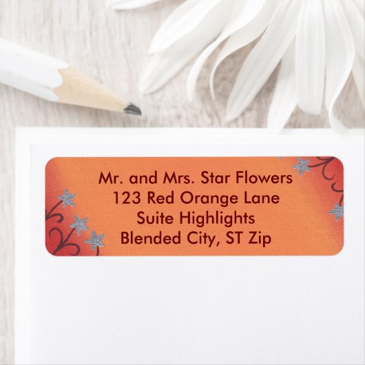 Silver Star Blume Red Orange Address Labels (Insitu)