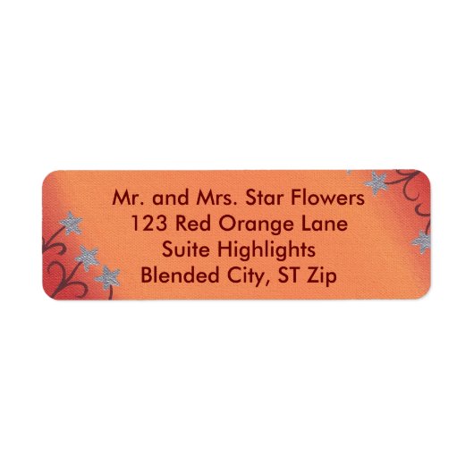 Silver Star Blume Red Orange Address Labels (Vorne)