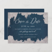 Silver Star Celestial Winter Frost Wedding Save The Date (Vorne/Hinten)